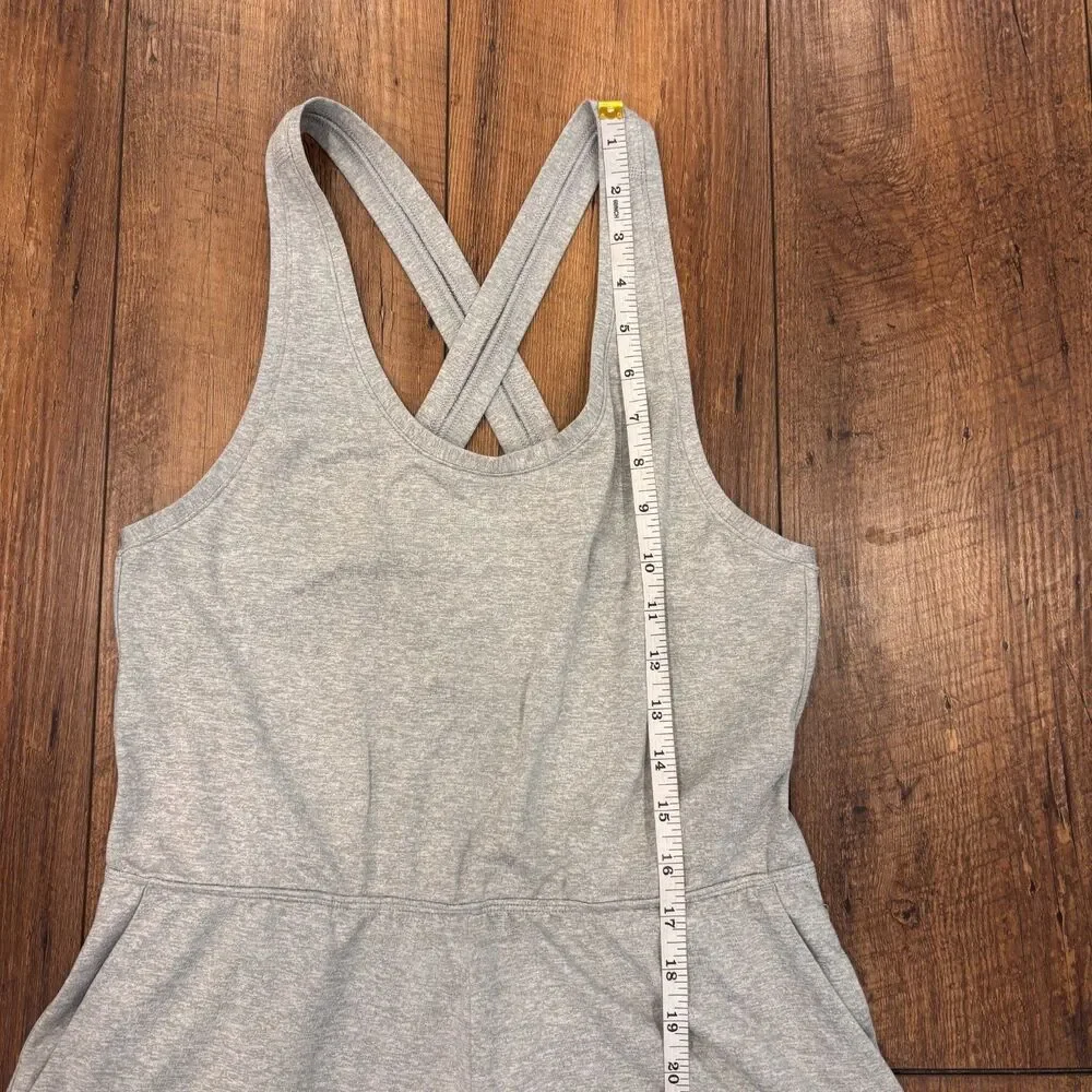 Vuori Halo Retro Romper Pale Heather Grey Soft Stretch Dreamknit Crossback Sz S
